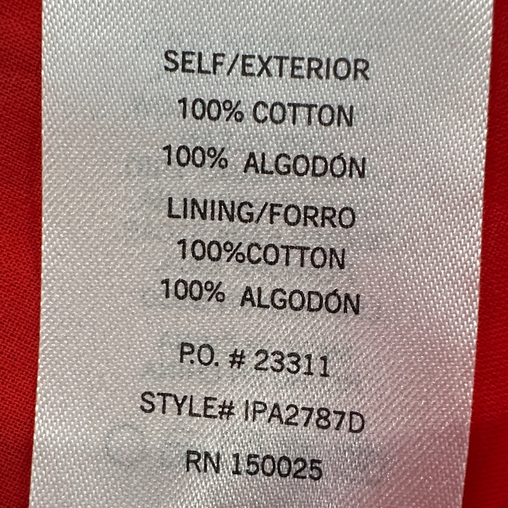 Aur Society Poppy Red Shirred Bodice Fit & Flare 100% Cotton FLOWY Dress Size S - Picture 16 of 16